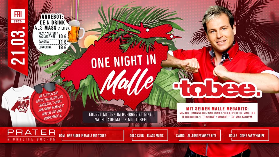 One Night in Malle mit TOBEE -live on stage- at PRATER BOCHUM [21/03/2025]