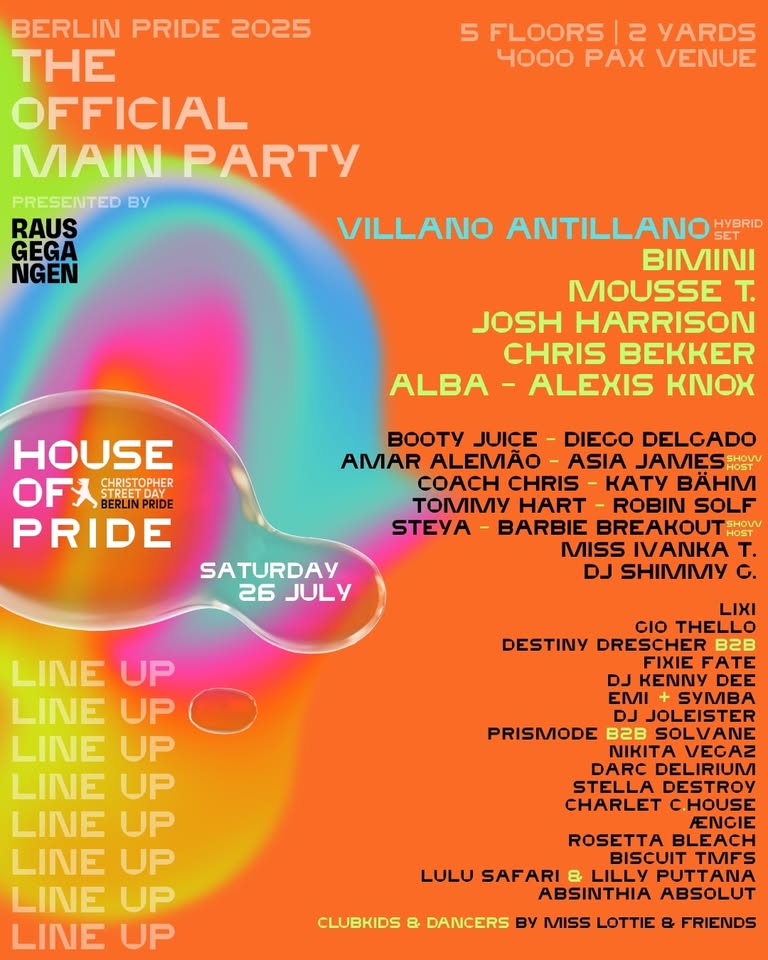 HOUSE OF PRIDE – Die offizielle Mainparty des CSD Berlin 2025