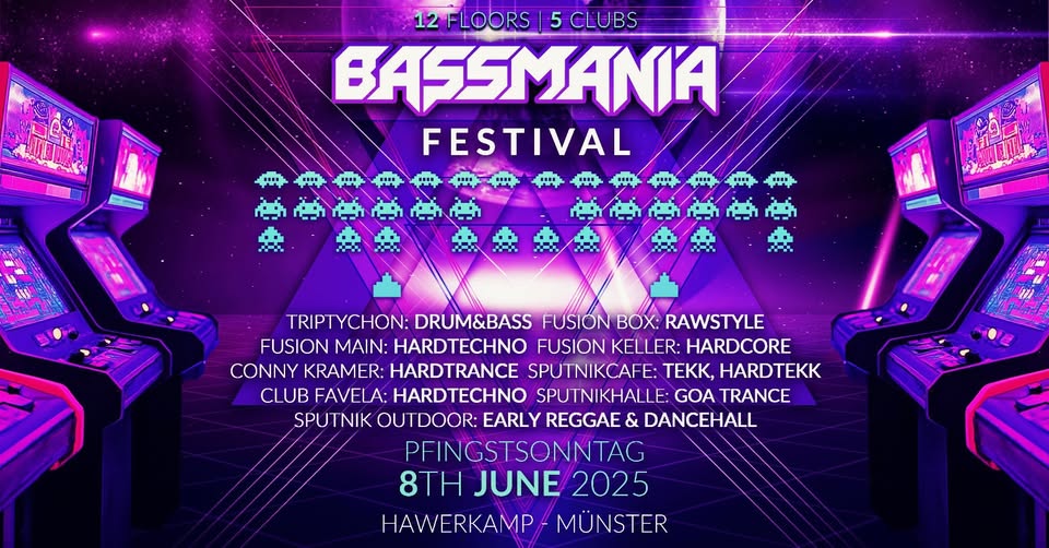 Pfingstsonntag: Bassmania Festival(12 Floors, 5 Clubs, 1 price)