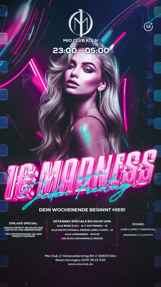 1€ MADNESS PARTY - JEDEN FREITAG