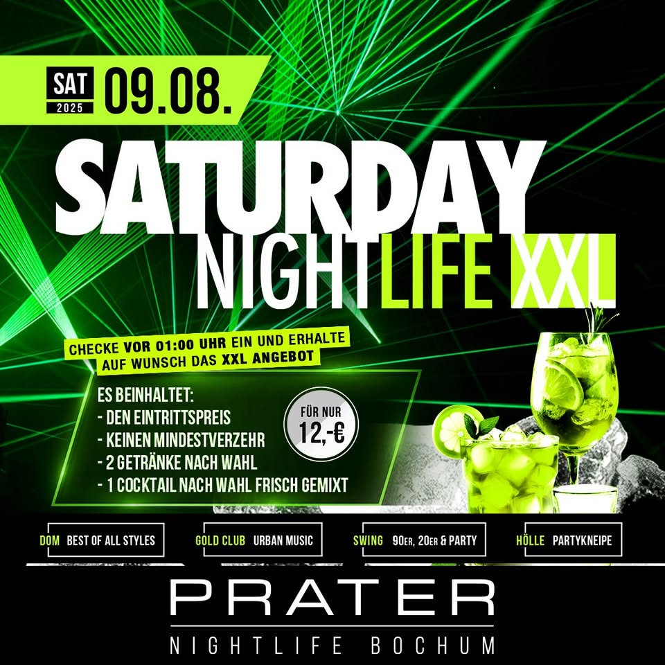 Saturday Nightlife XXL at PRATER BOCHUM [09/08/2025]