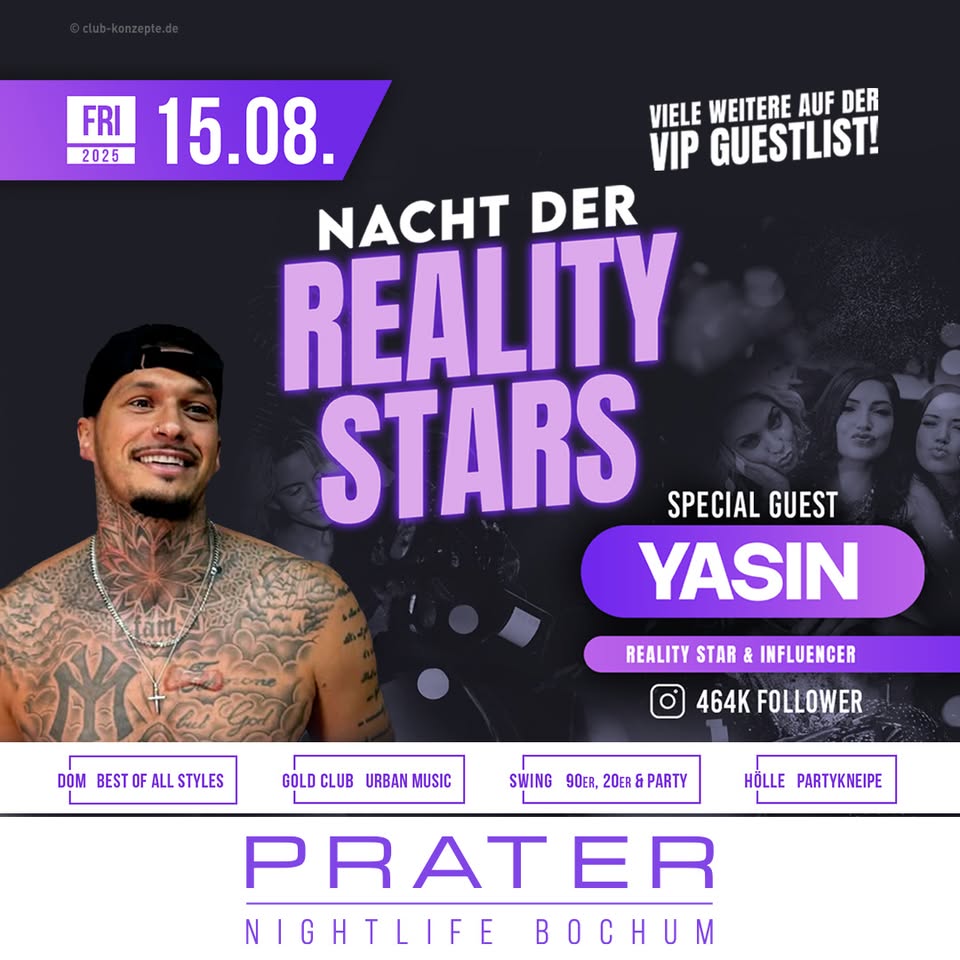 Nacht der Influenzer mit Yasin at PRATER BOCHUM [15/08/2025]