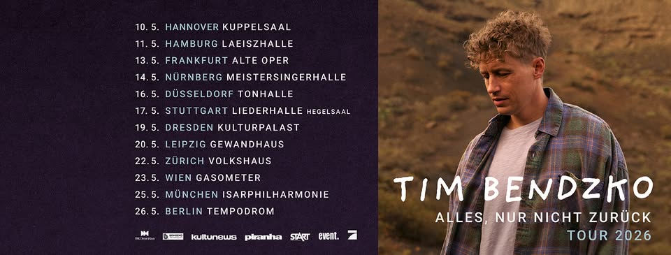 Tim Bendzko - Alles, nur nicht zurück - Tour 2026 I Alte Oper, Frankfurt I 13.05.26