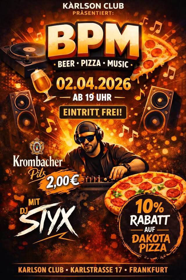 BPM Beer Pizza Music