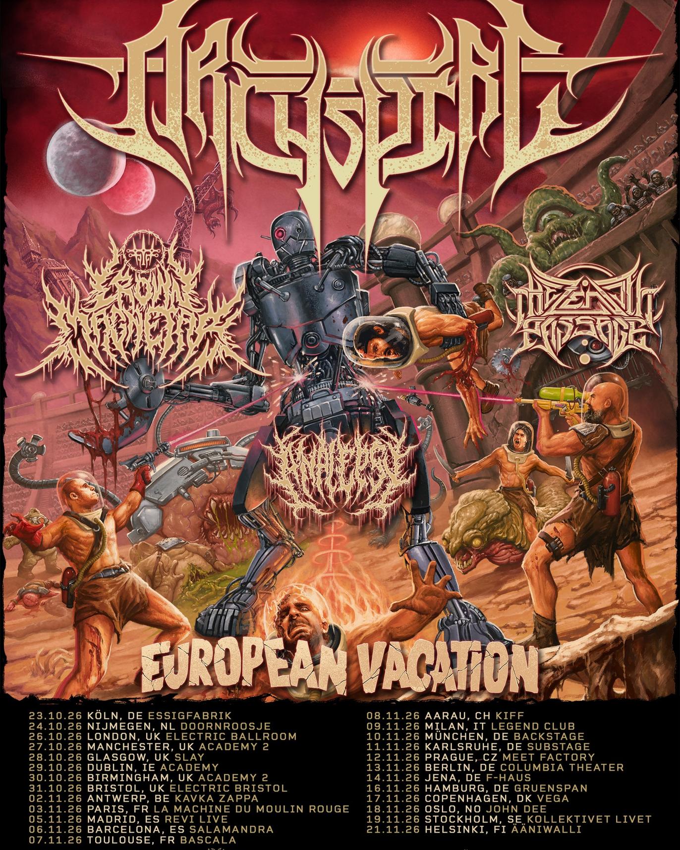European Vacation with Archspire, Crown Magnetar, Zenith Passage & Analepsy