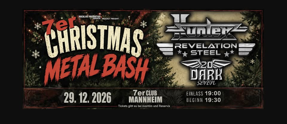 Christmas Metal Bash 2027 - Hunter, Revelation Steel, 20 Dark Seven