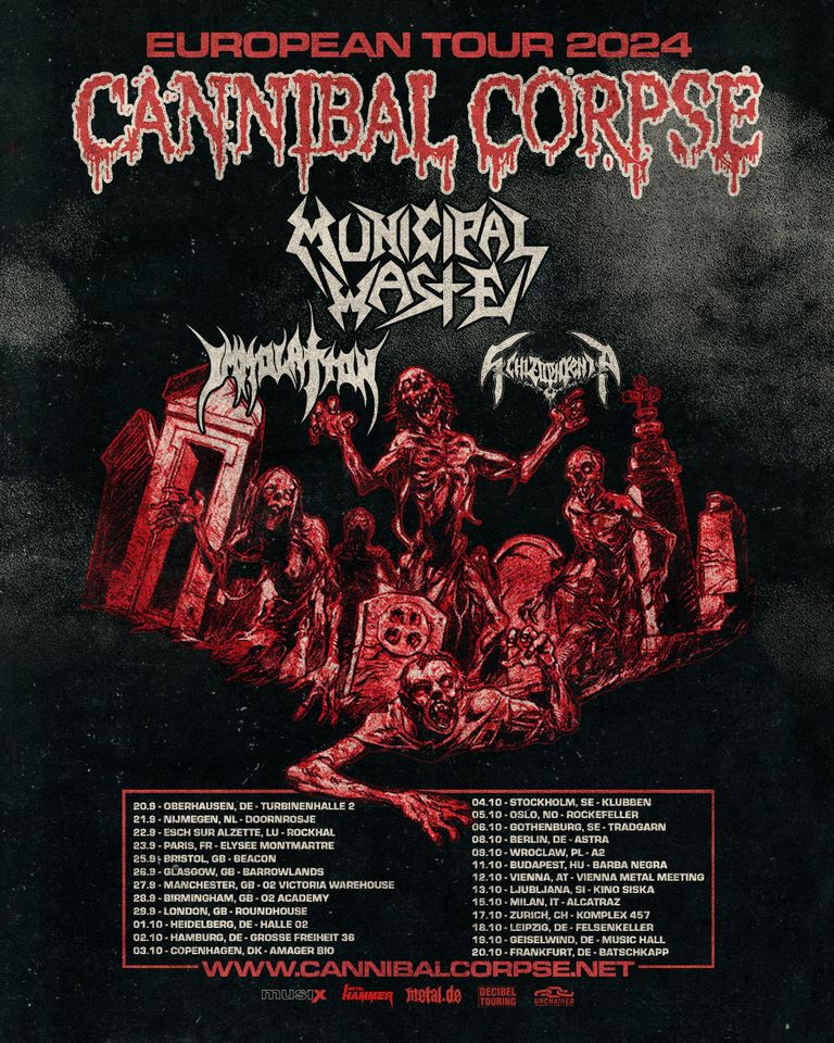 CANNIBAL CORPSE + MUNICIPAL WASTE + IMMOLATION + SCHIZOPHRENIA | Batschkapp, Frankfurt | 20.10.24